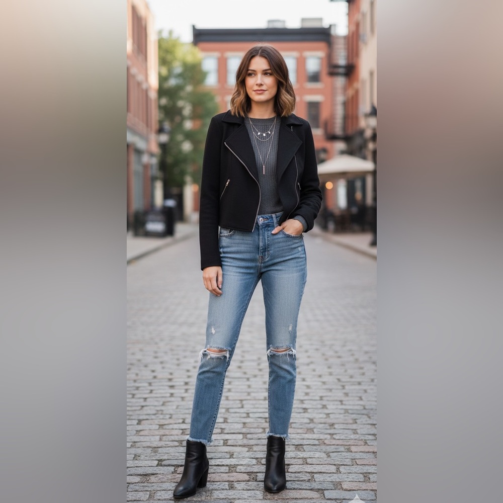Cropped forever21  motorcycle jacket
